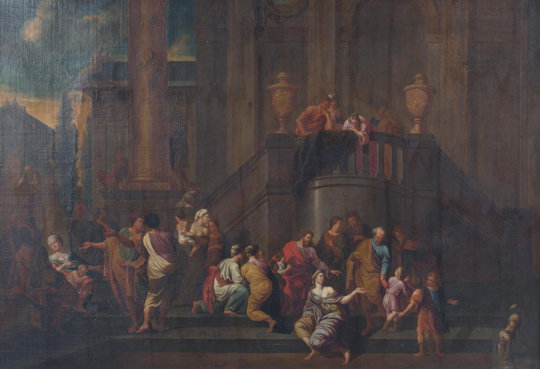 Continental School. Christ and the Children, oil (1 of 5)