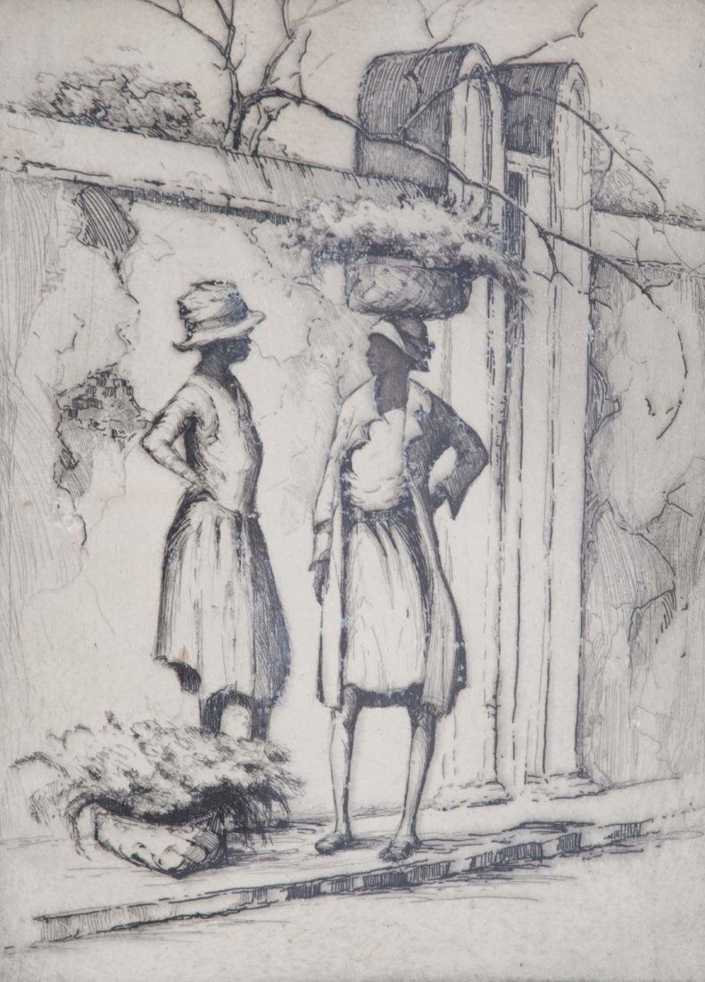 Elizabeth O'Neill Verner. "Rivals," etching (1 of 4)