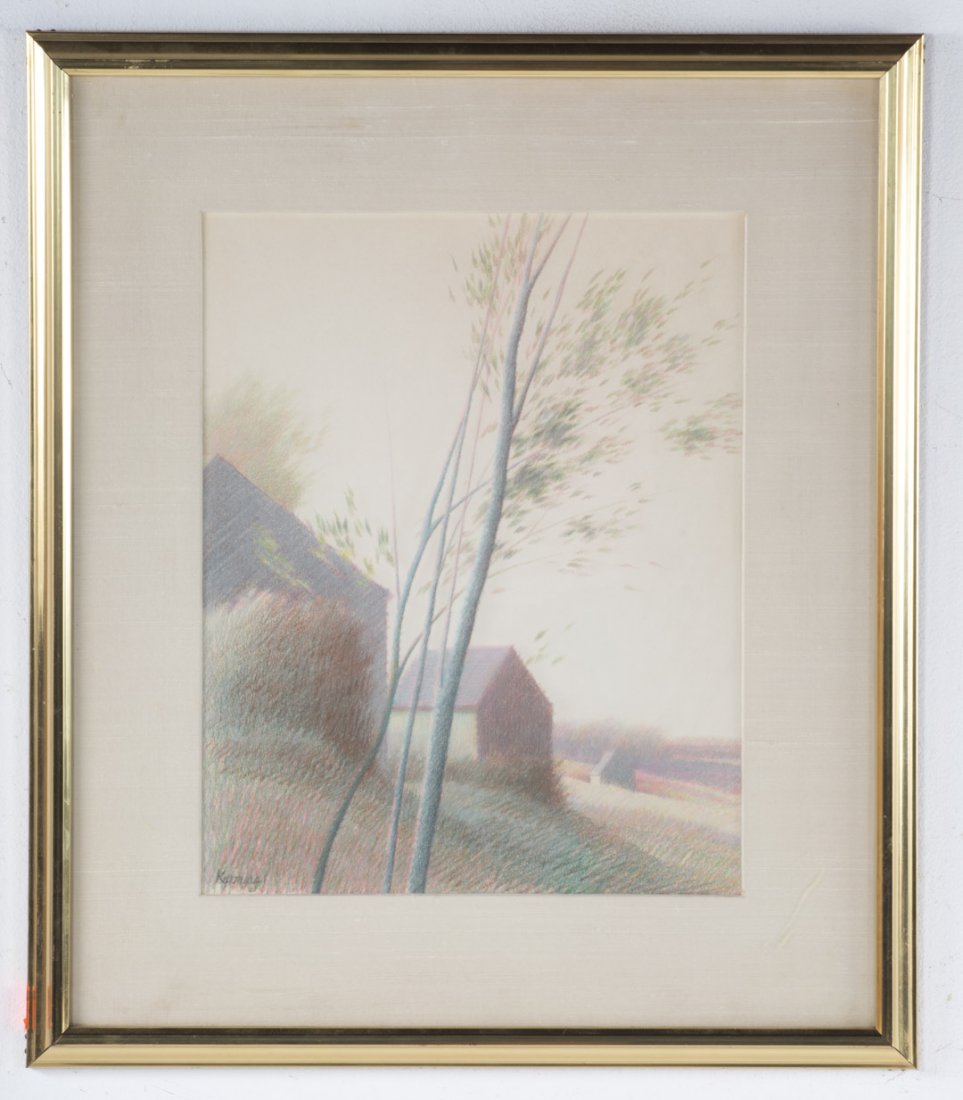 Robert Kipniss. Landscape with Houses, pastel (1 of 4)