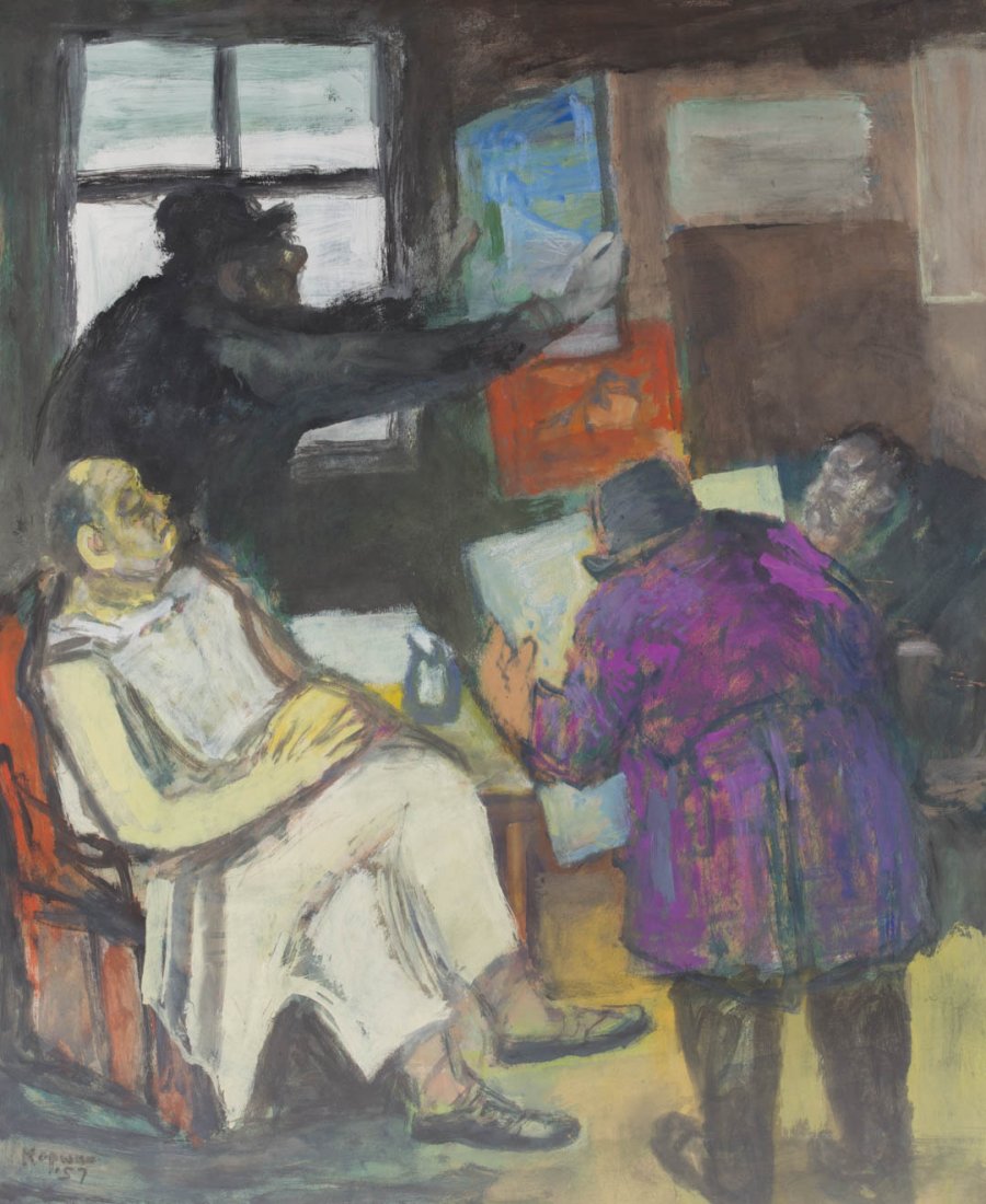 Benjamin D. Kopman. Art Critics, gouache on paper (1 of 5)