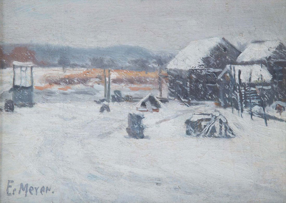 Ernest Meyer. Winter Scene, oil on canvas (1 of 4)