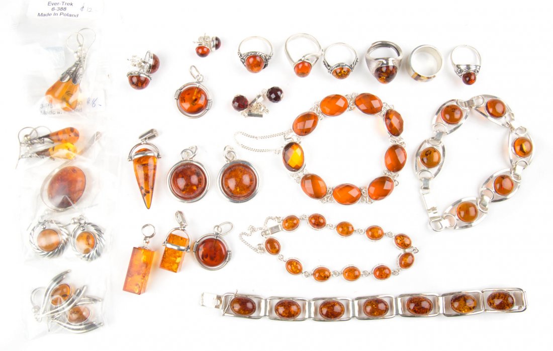 A Collection of Amber Jewelry in Sterling Silver (1 of 4)
