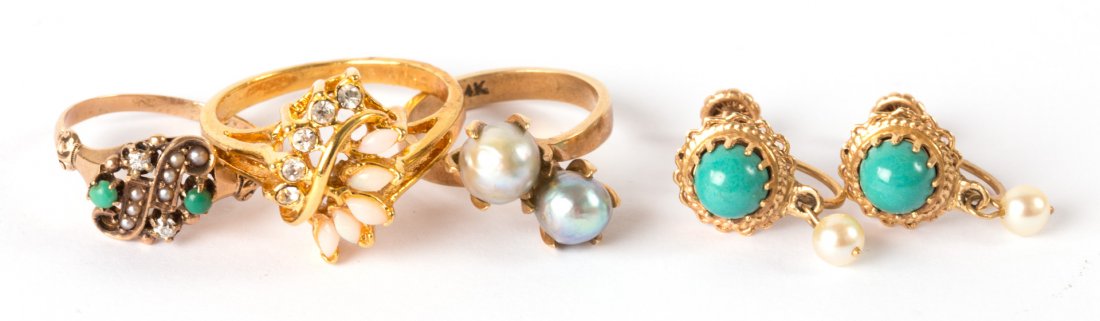 Three Rings and Turquoise Earrings (1 of 7)