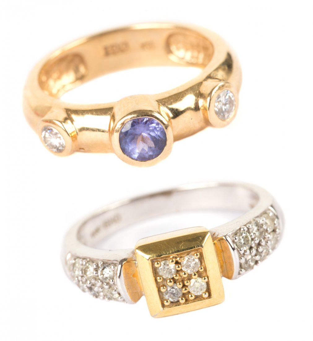 Two Lady's Gold Rings with Diamonds (1 of 8)