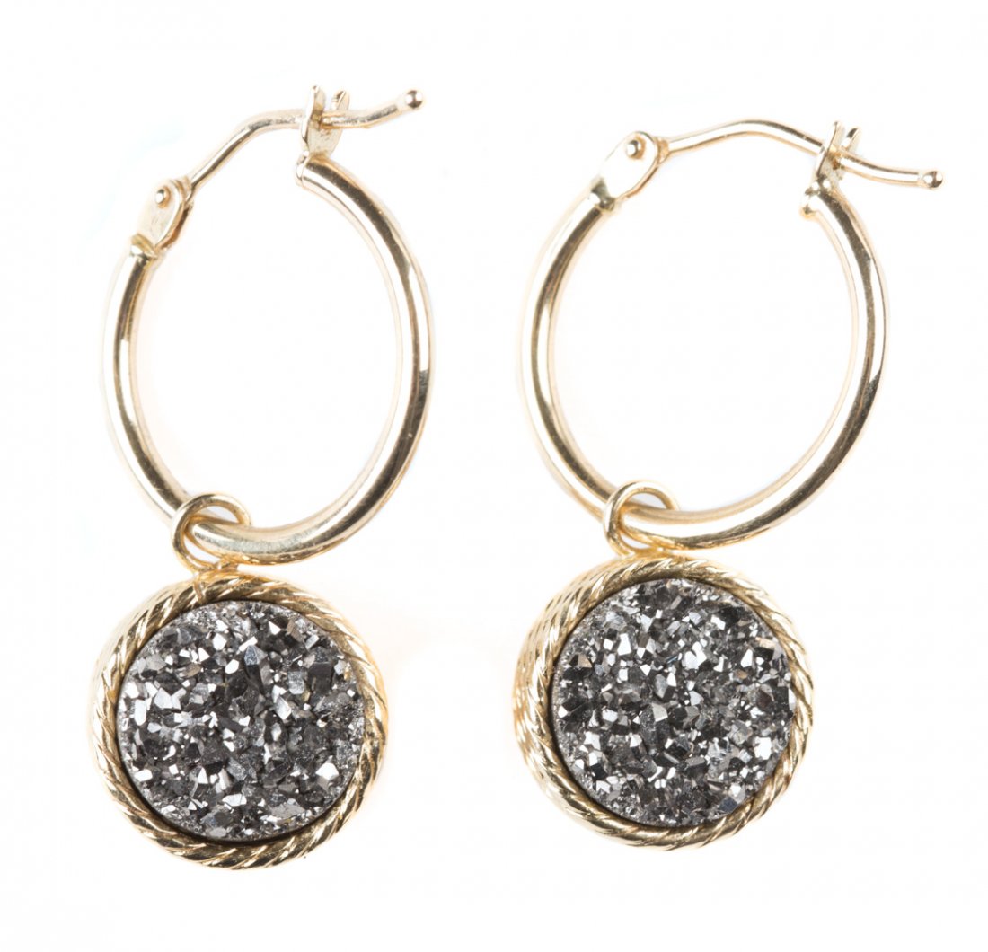 A Pair of Drusy Loop Hoop Earrings (1 of 4)