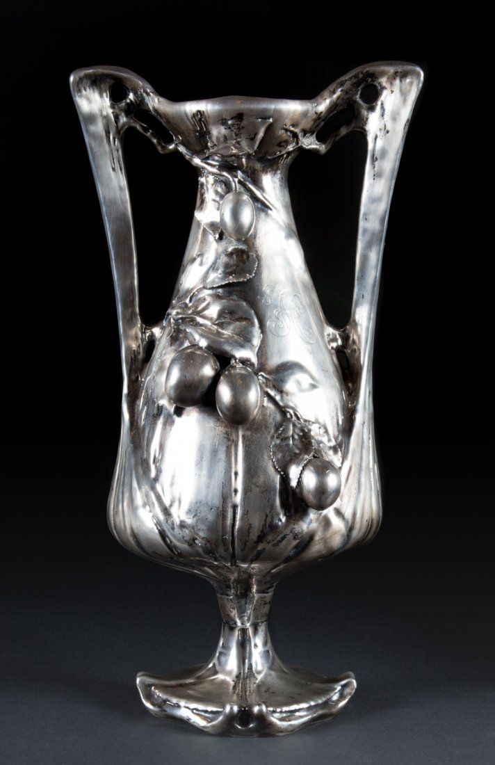 Art Nouveau silver overlay Amphora vase (1 of 8)