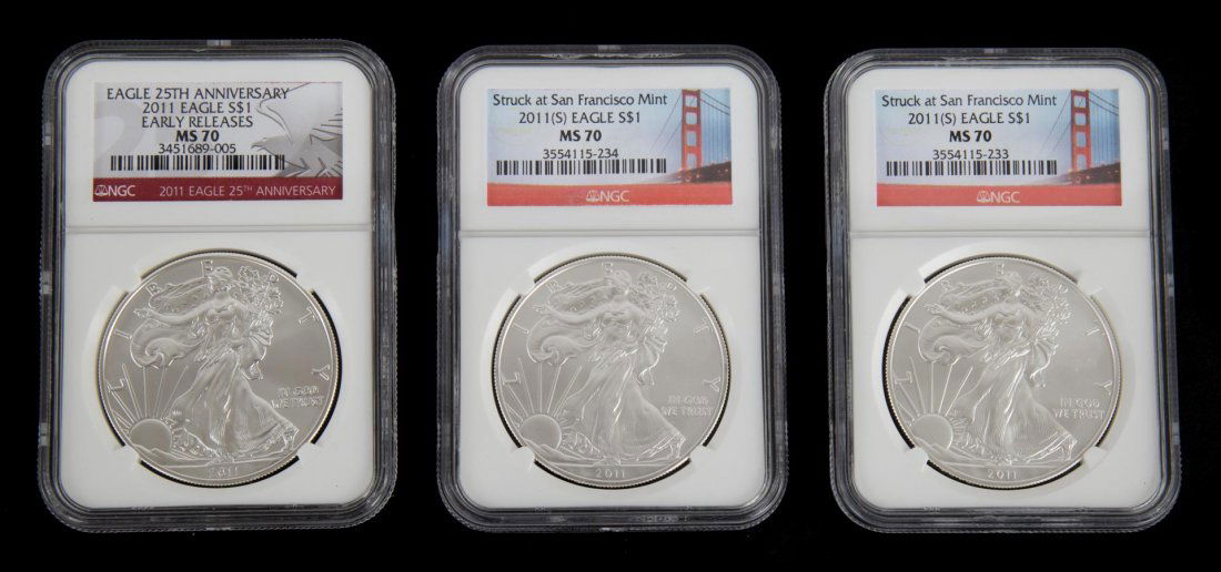 [USA] 3 High-Grade 2011 Silver Eagles (1 of 2)