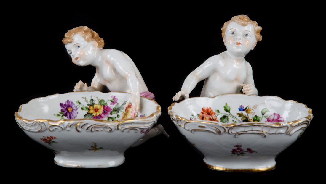 Pair Von Schierholz porcelain figural dishes (1 of 7)