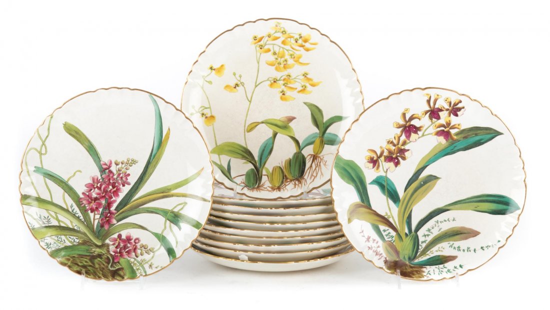 Set of 12 Minton floral decorated plates (1 of 8)