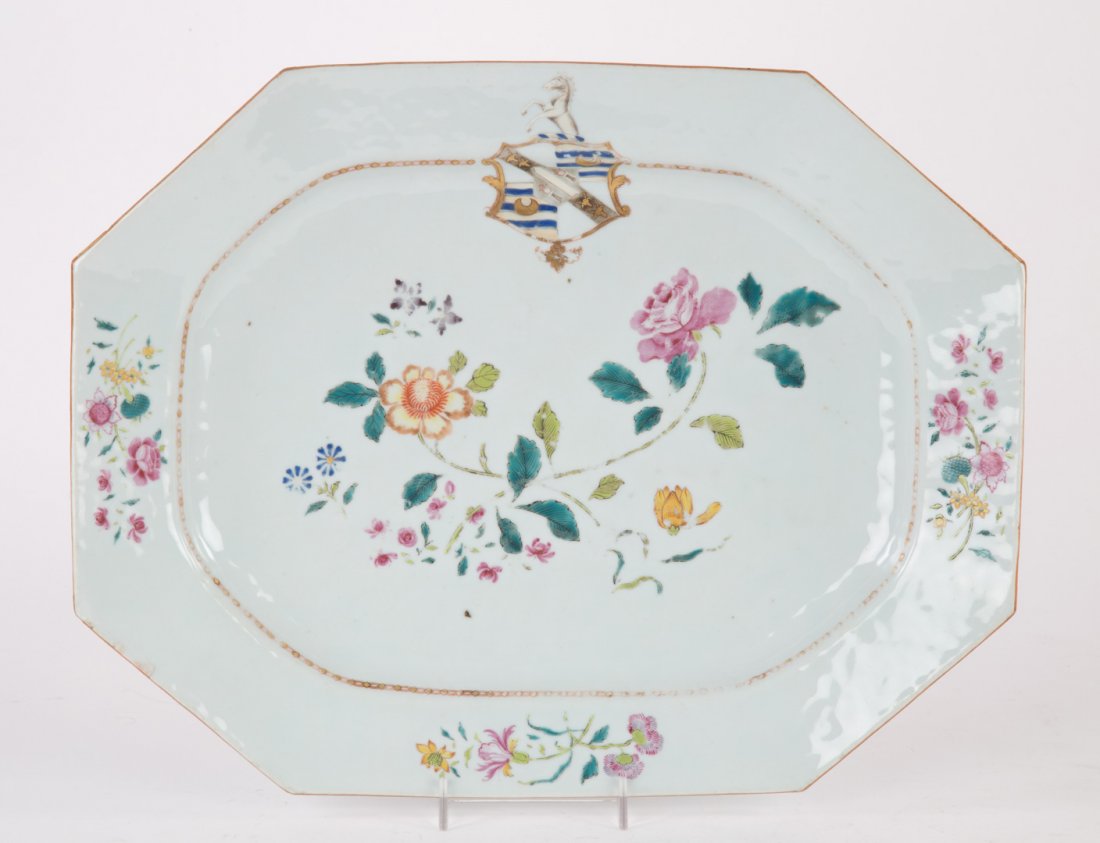 Chinese Export armorial porcelain platter (1 of 3)