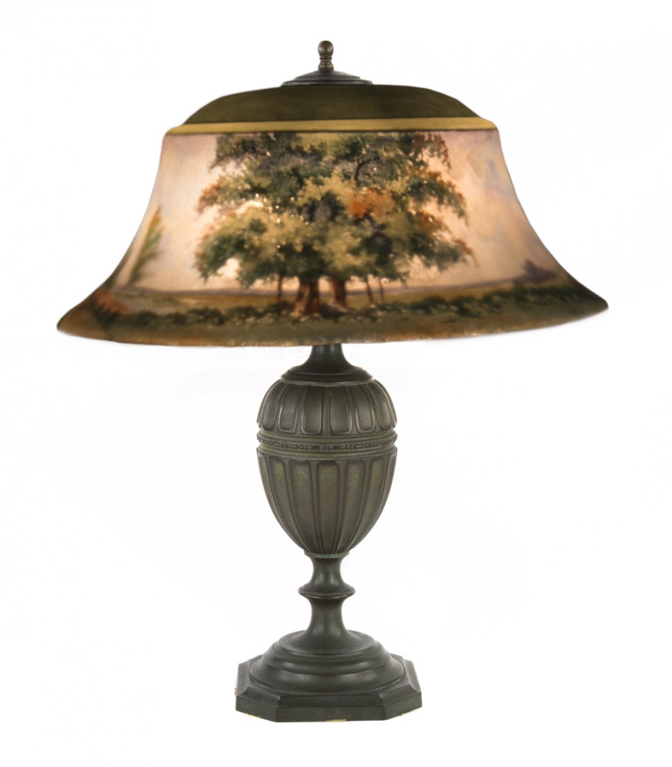 Pairpoint reverse painted glass and metal lamp (1 of 10)