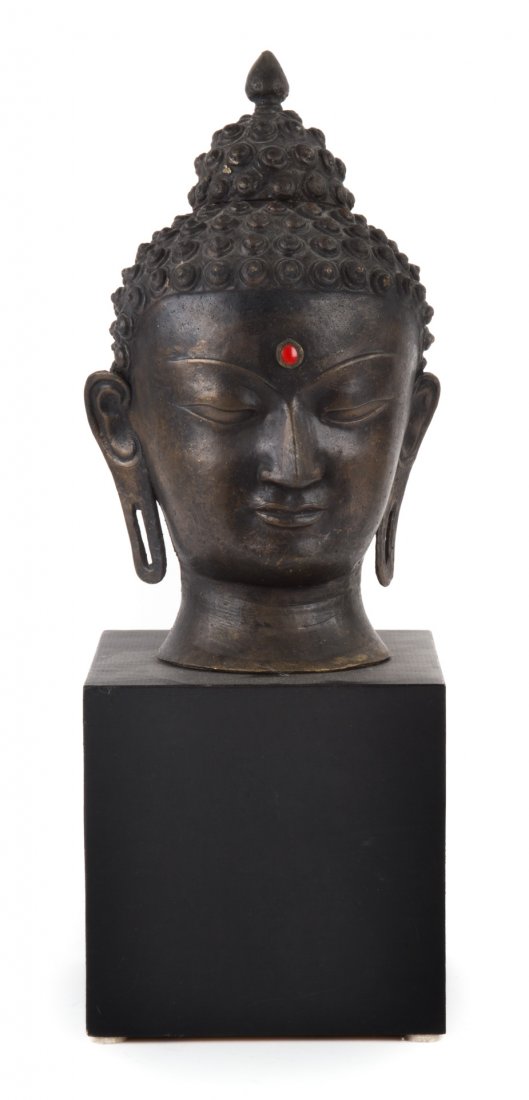 Chinese bronze Buddha head (1 of 5)