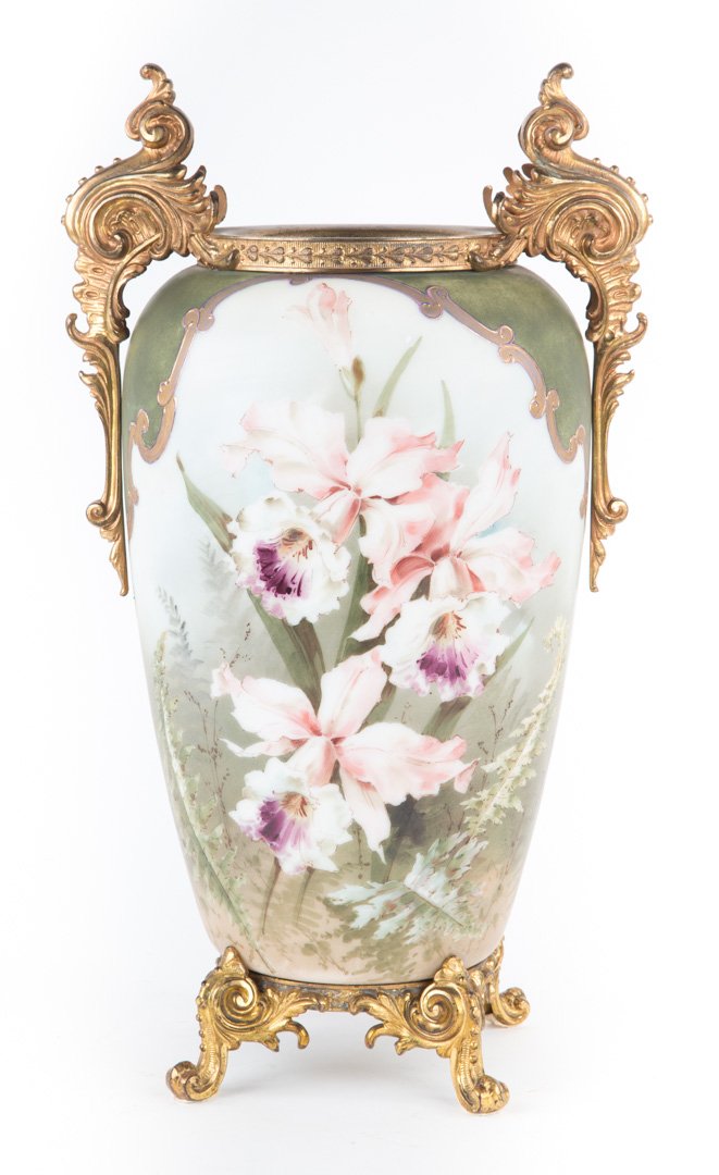 Continental floral painted milk glass vase (1 of 4)