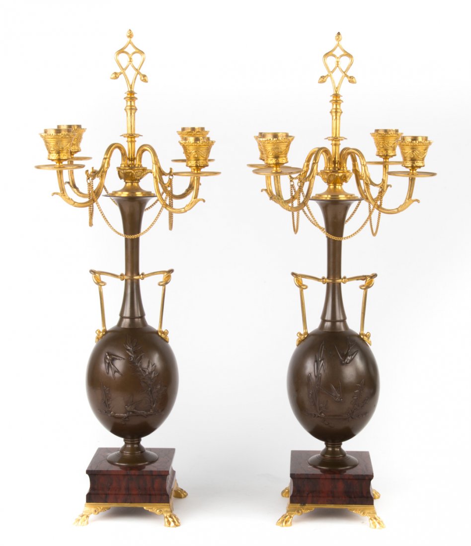 Pair of French bronze candelara (1 of 5)