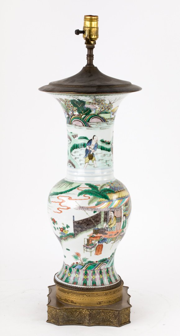 Chinese Export Famille Verte vase lamp (1 of 3)