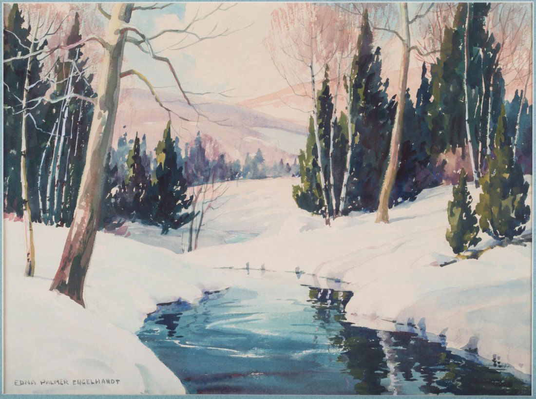 Edna P. Englehardt. Snow Covered Landscape, w/c (1 of 4)
