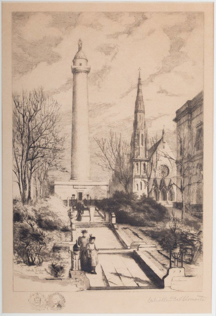 Gabrielle Clements. "Washington Monument," etching (1 of 6)