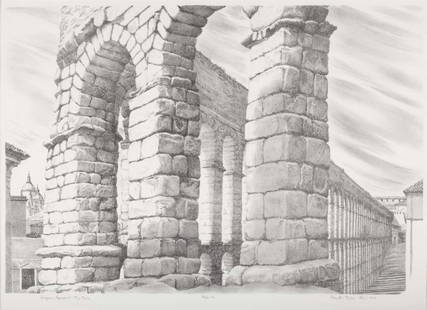 Prentiss Taylor. "Segovia Aquaduct, The Turn": Prentiss Hottel Taylor (American, 1907-1991). Lithograph, signed and dated "Prentiss Taylor, April 1974" lr, 14 1/4 x 20 1/2 in., framed
