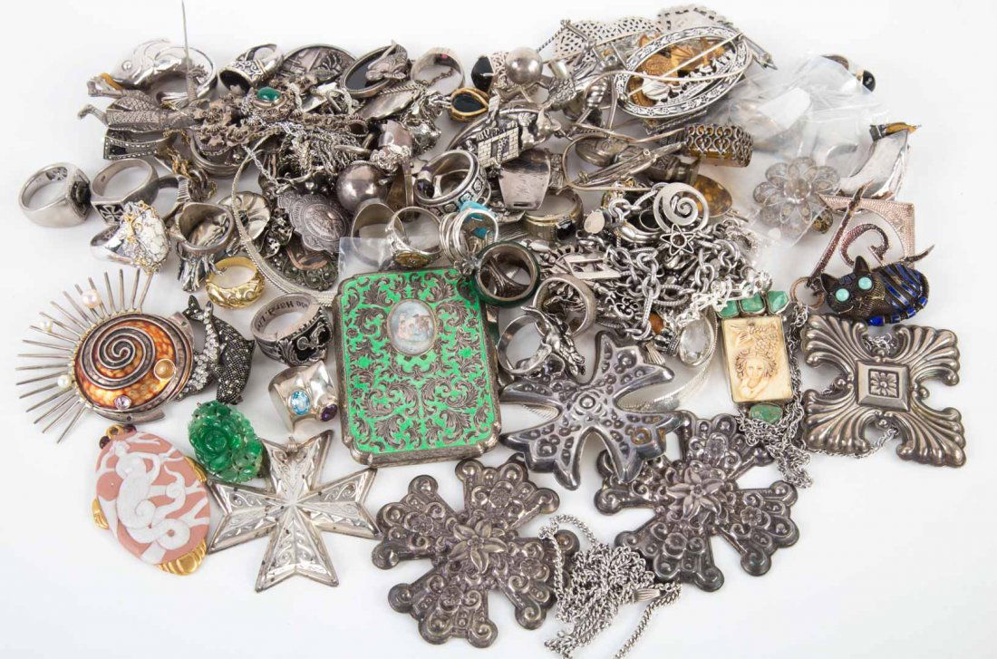 A Bag of Sterling Jewelry and Christmas Ornaments (1 of 6)