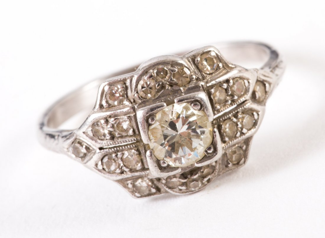 An 18 Karat White Gold Diamond Filigree Ring (1 of 4)