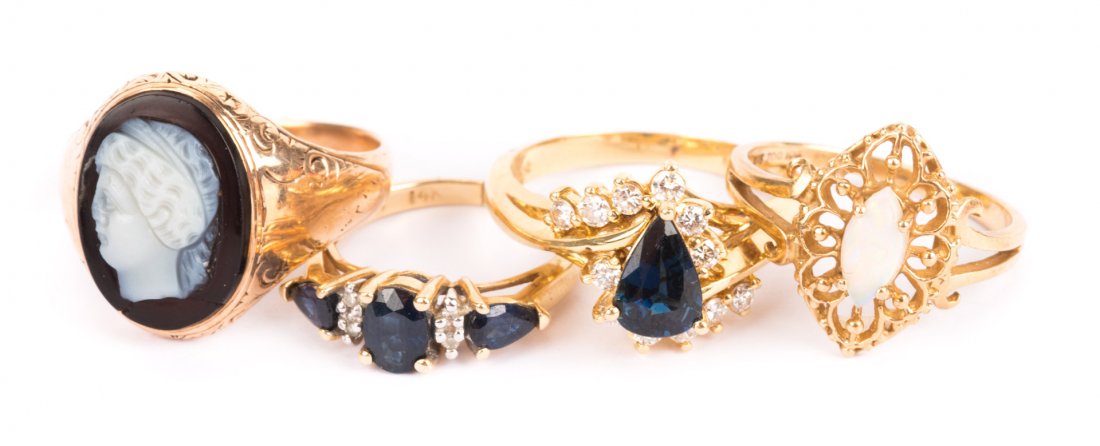 Four Gold Gemstone Ladies' Rings (1 of 8)