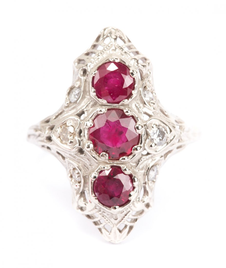 A Ruby and Diamond Filigree Ring (1 of 4)