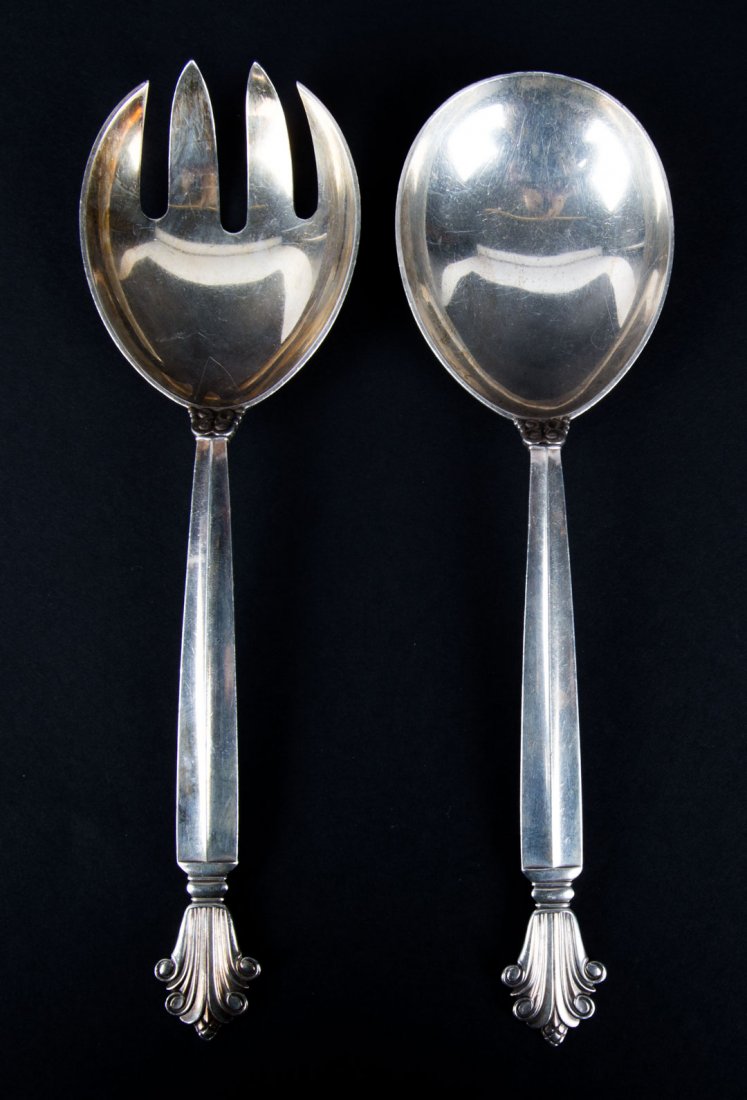 Georg Jensen "Acanthus" sterling salad set (1 of 5)