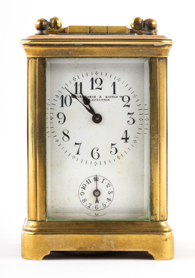 French brass and beveled glass carriage clock (1 of 5)