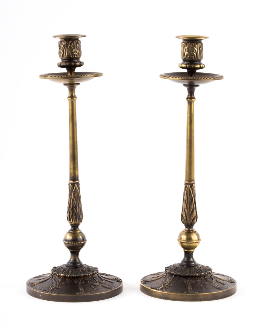 Pair of French Empire style bronze candlesticks (1 of 4)