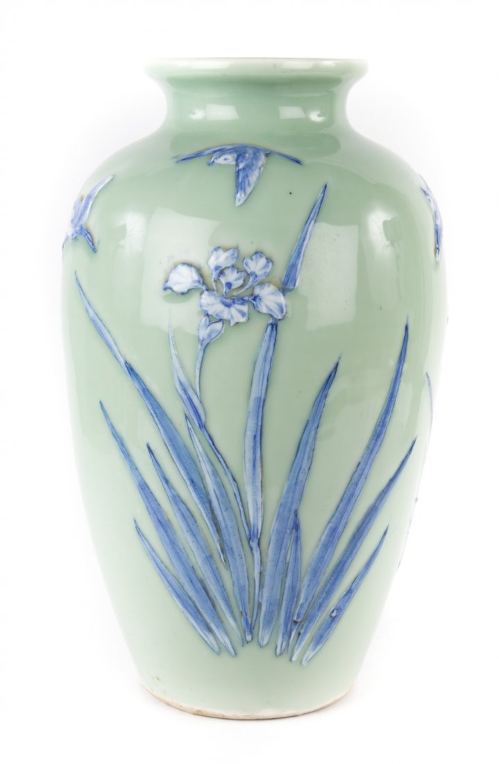 Large Japanese celadon porcelain vase (1 of 4)