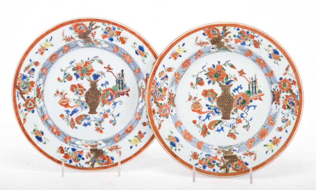 Pair of Chinese Export rouge de fer plates (1 of 3)
