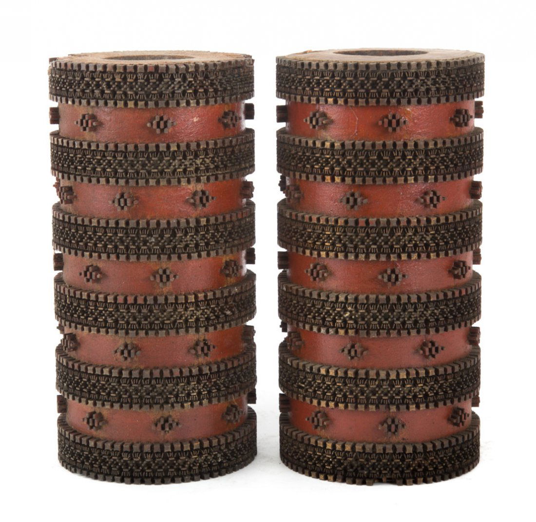 Pair Victorian wood and metal wallpaper printers (1 of 5)