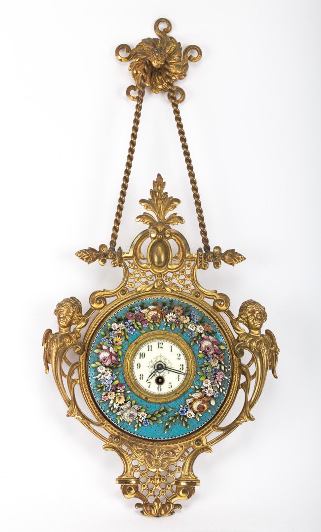 Italian gilt metal and micro-mosaic wall clock (1 of 4)