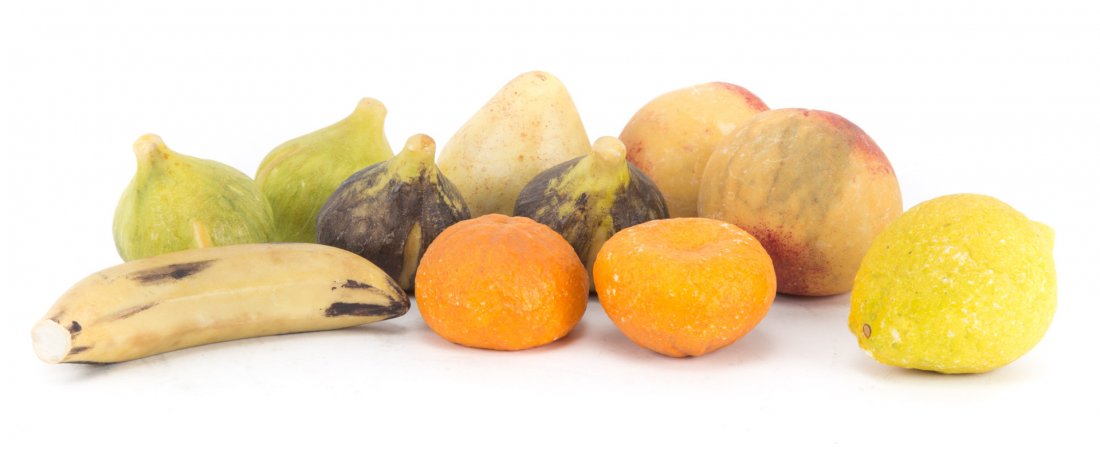 11 pieces of Italian carved & painted stone fruit (1 of 4)