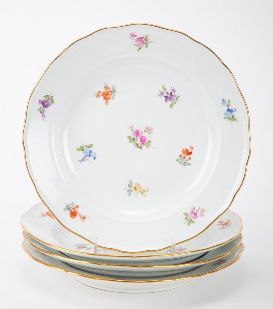 Four Meissen porcelain floral dinner plates (1 of 3)