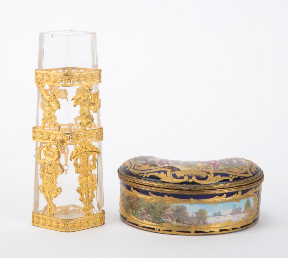Sevres style vanity box & glass & gilt-metal vase (1 of 6)