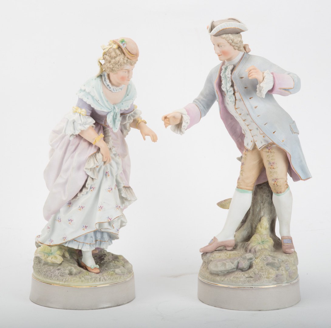 Pair of Dresden bisque porcelain figures (1 of 4)