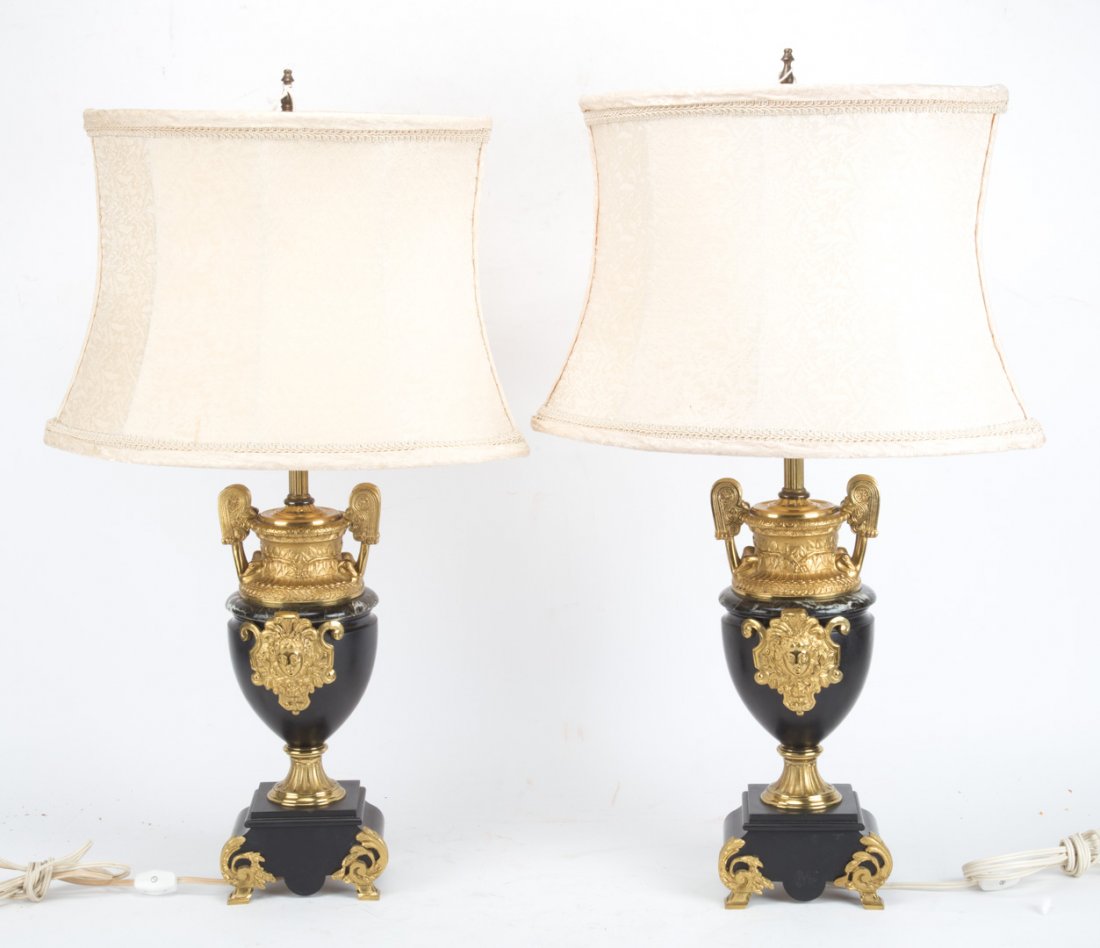 Pair of Louis XVI style marble urn lamps (1 of 6)