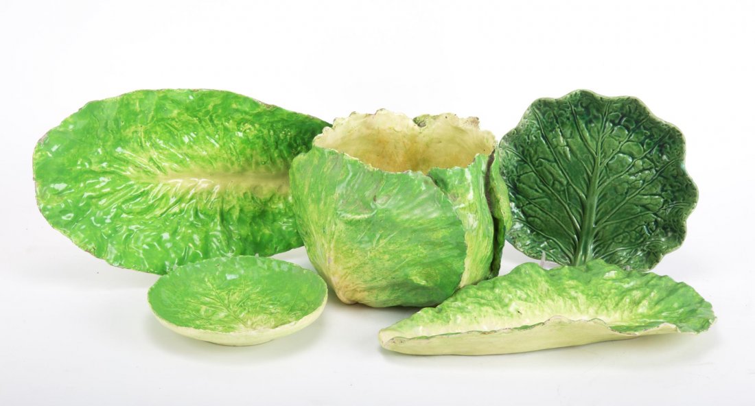 Italian majolica lettuce-form salad set (1 of 6)