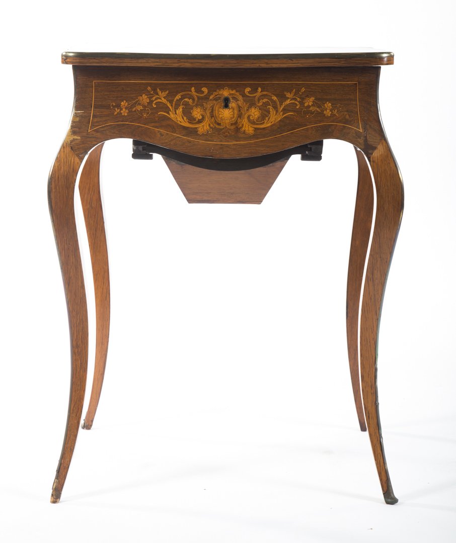 Louis XV style inlaid walnut sewing table (1 of 6)