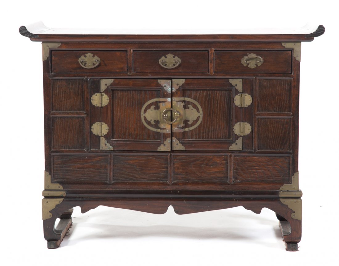 Chinese pine miniature chest (1 of 4)