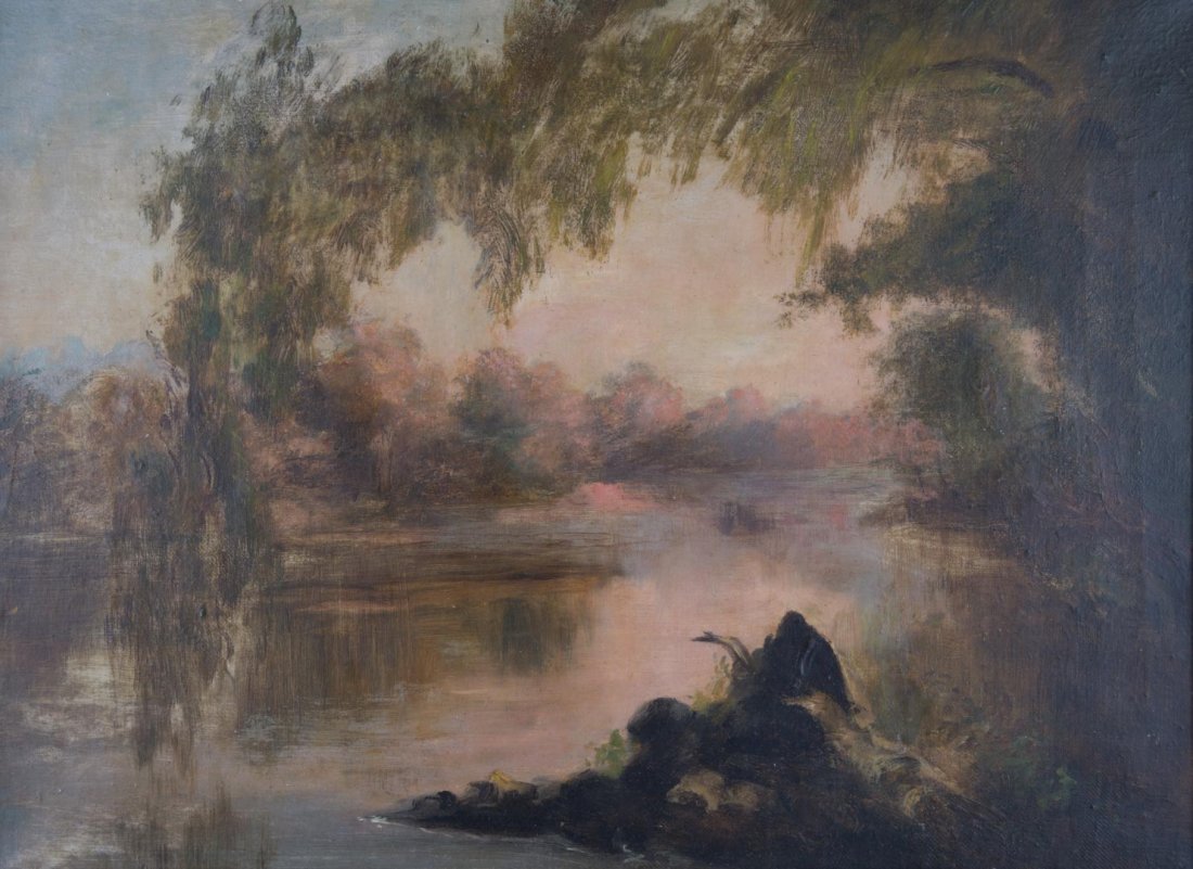 American School, late 19th c. Landscape, oil (1 of 4)