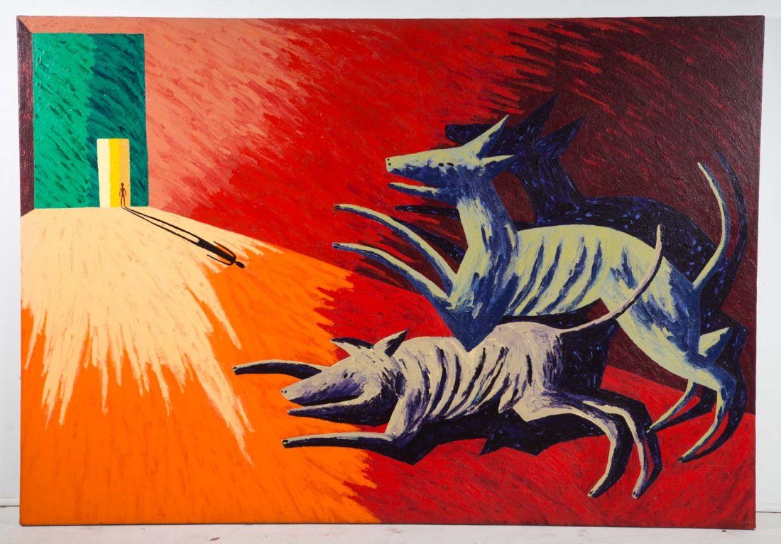 Russ Warren. "Hunting Party in Honor of..." oil (1 of 3)