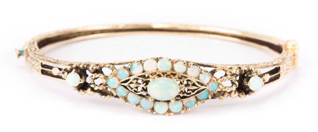 A Victorian Gold Opal Bangle Bracelet (1 of 4)