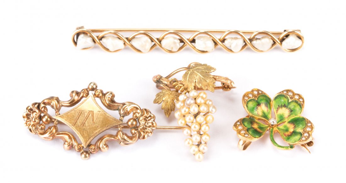 A Collection of Four Gold Brooches (1 of 7)