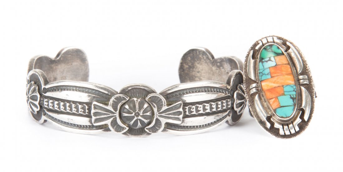 Sterling Silver Native American Bracelet and Ring (1 of 5)