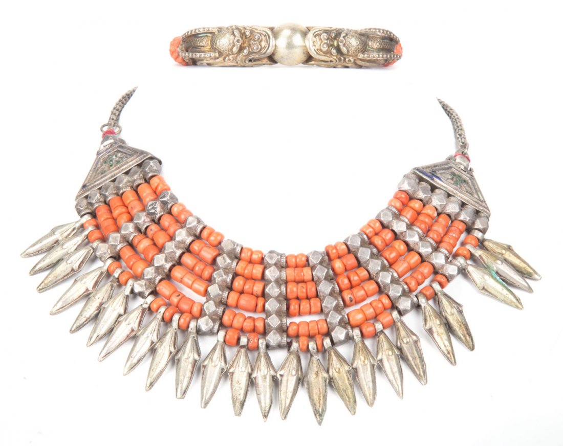 A Sterling Silver Coral Bracelet and Necklace (1 of 4)