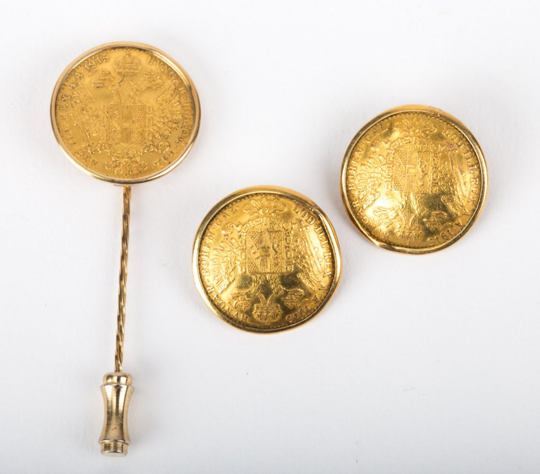 Gold Coin Earrings and Stick Pin (1 of 5)