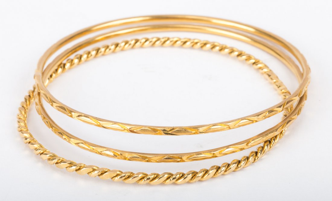 A Trio of Lady's Gold Bangles (1 of 3)