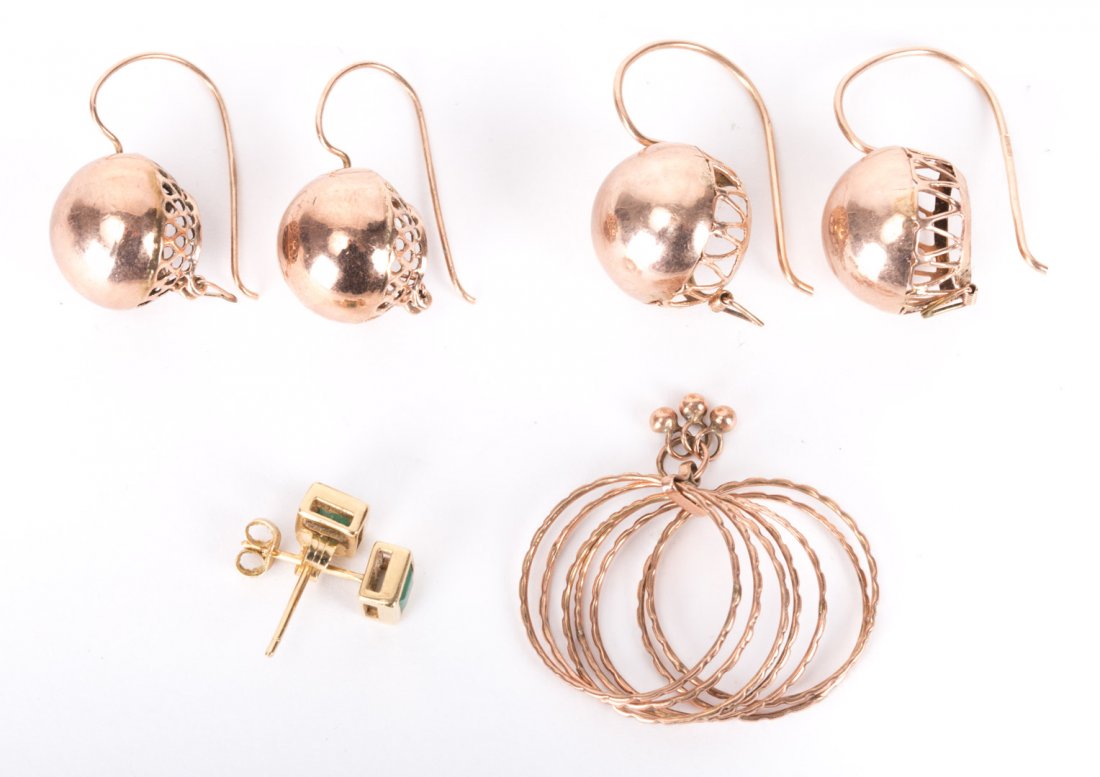A Trio of Gold Earrings and Ring (1 of 5)